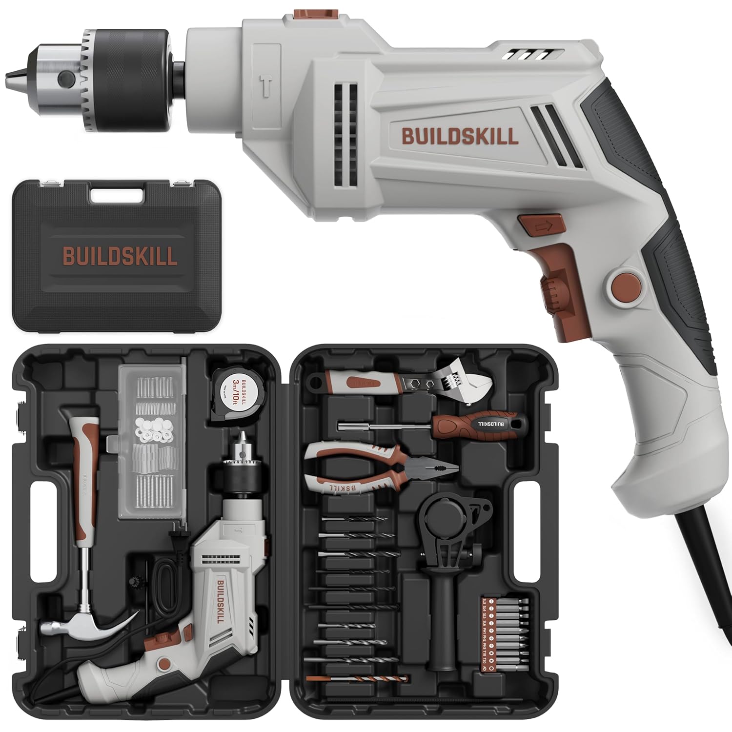 BUILDSKILL 136 Pcs 550W Corded Electric Drill Toolkit